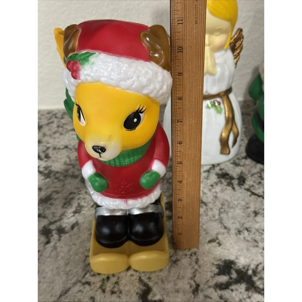 Plastic Blow Mold Snowman, Santa, Angel, Reindeer, Gnome 10-11